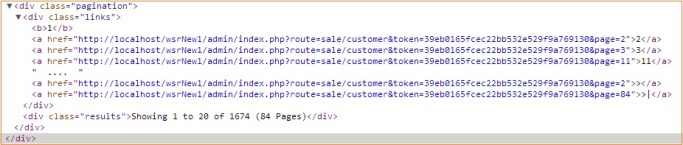 open cart pagination class generated code
