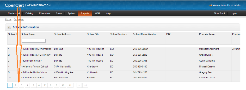 Open cart pagination